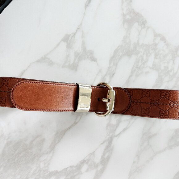 Gucci Brown Guccissima Leather Wide Buckle Belt 90CM - Picture 3 of 10
